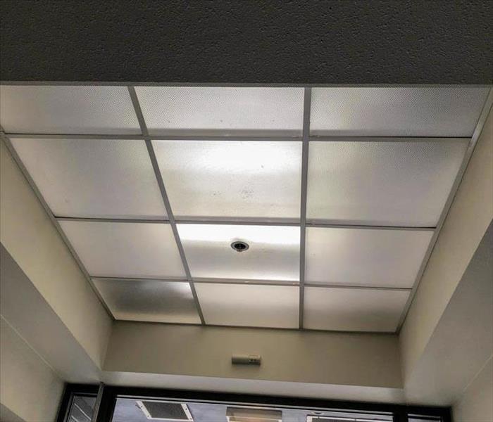 Commercial building with leak inside light fixture