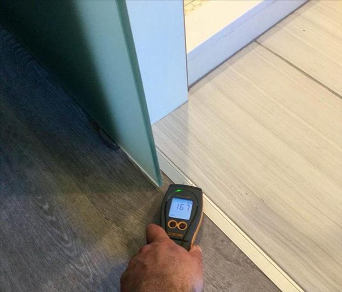 SERVPRO employee using meter to inspect